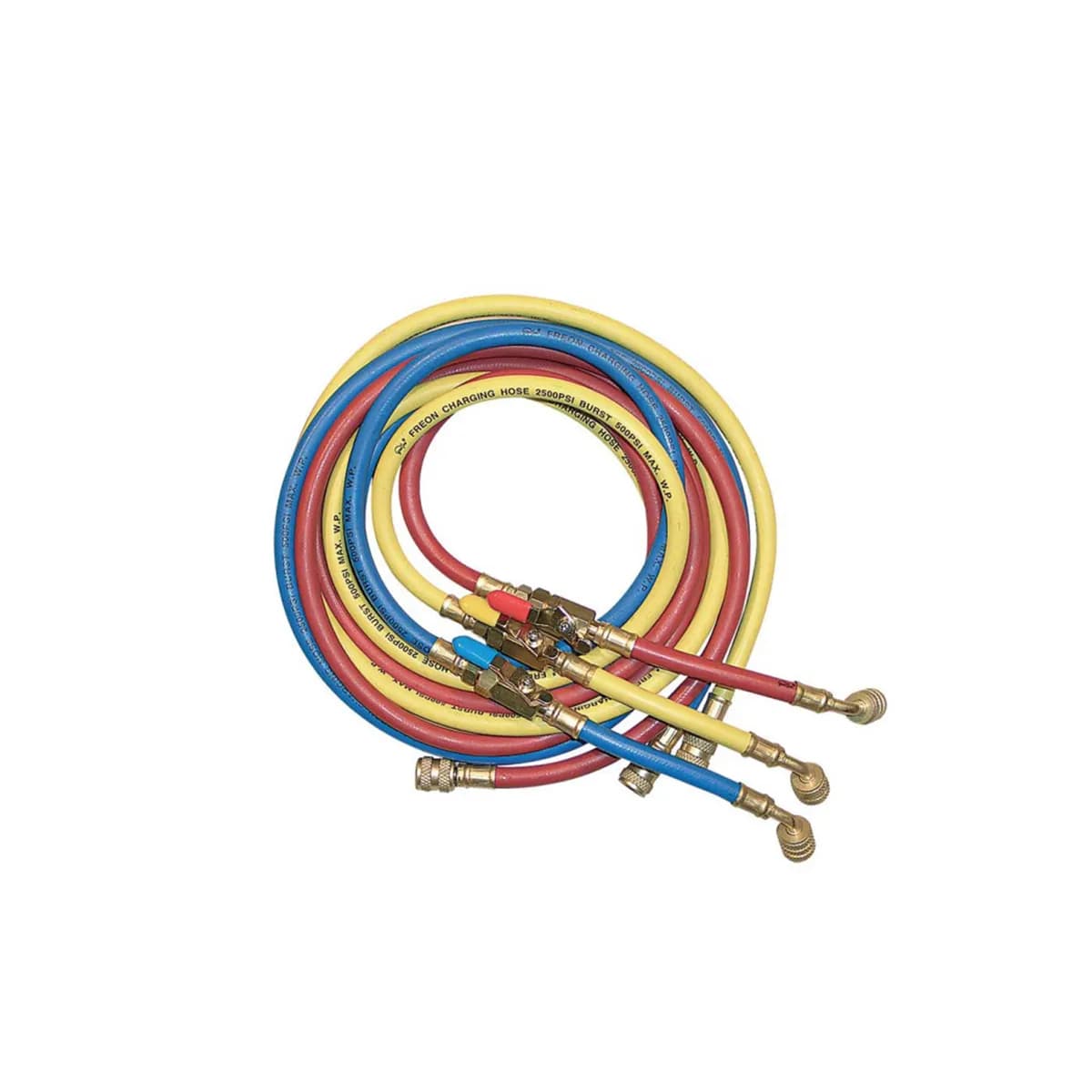 Sada 3-servisných hadíc s ventilom 3000mm pre chladivá R410a, ž.-1/4x1/4, č.,m.-1/4-5/16
