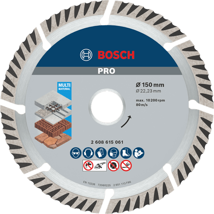Bosch PRO Multi Material 150 × 22,23 mm, balenie 10 ks, 2.608.615.062 – oficiálna fotografia výrobcu