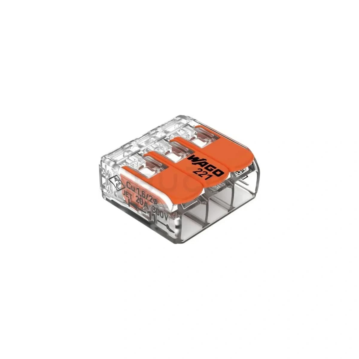 Páková svorka WAGO 221-413, 3 vodiče, 0,2–4 mm² – produktová fotografia, SKU 8200062