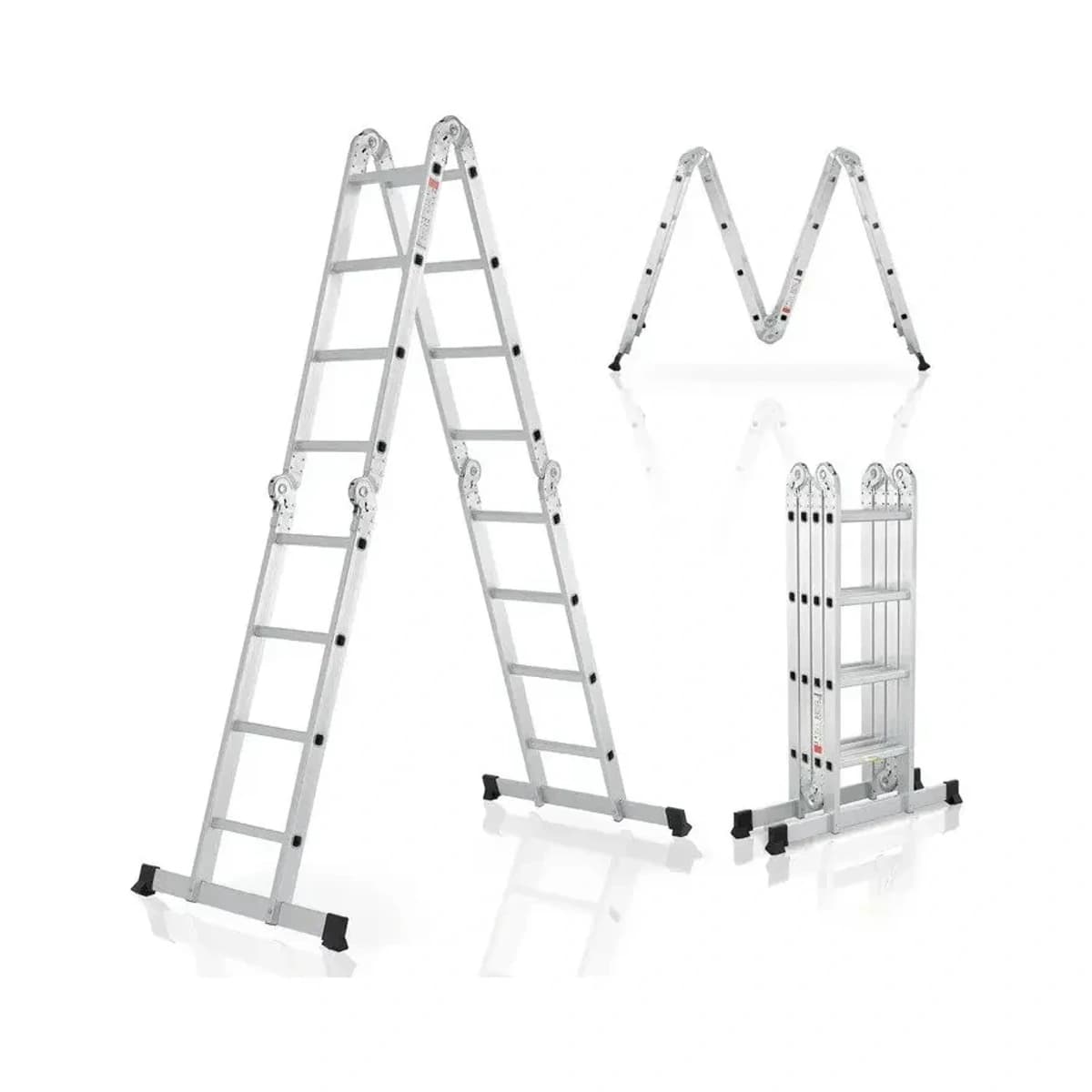 Multifunkčný kĺbový hliníkový rebrík 4 × 5, pracovná výška 6,5 m – produktová fotografia, SKU 8200127